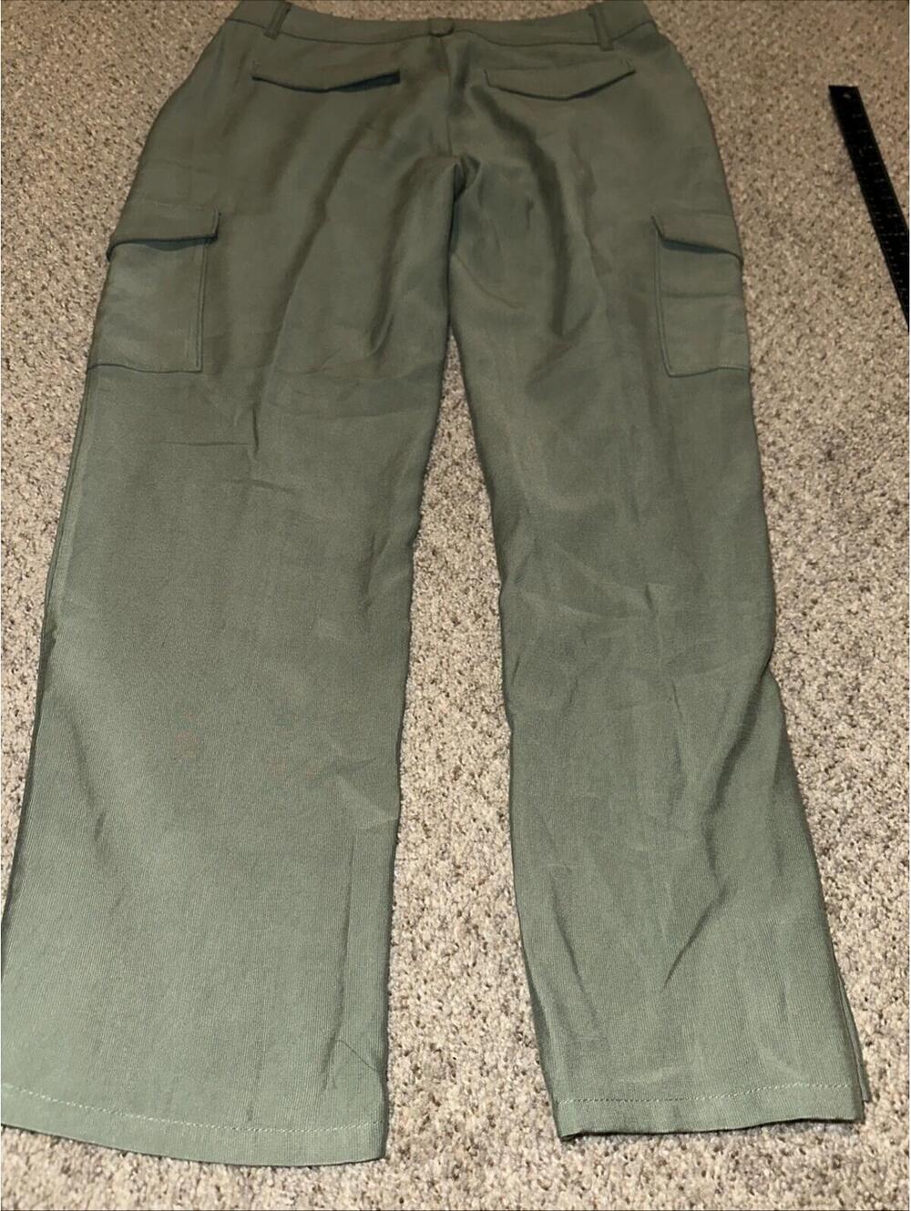 Paige Becca Straight Cargo Pants Size 10 Fatigue Green Lightweight High Waist - Picture 7 of 7